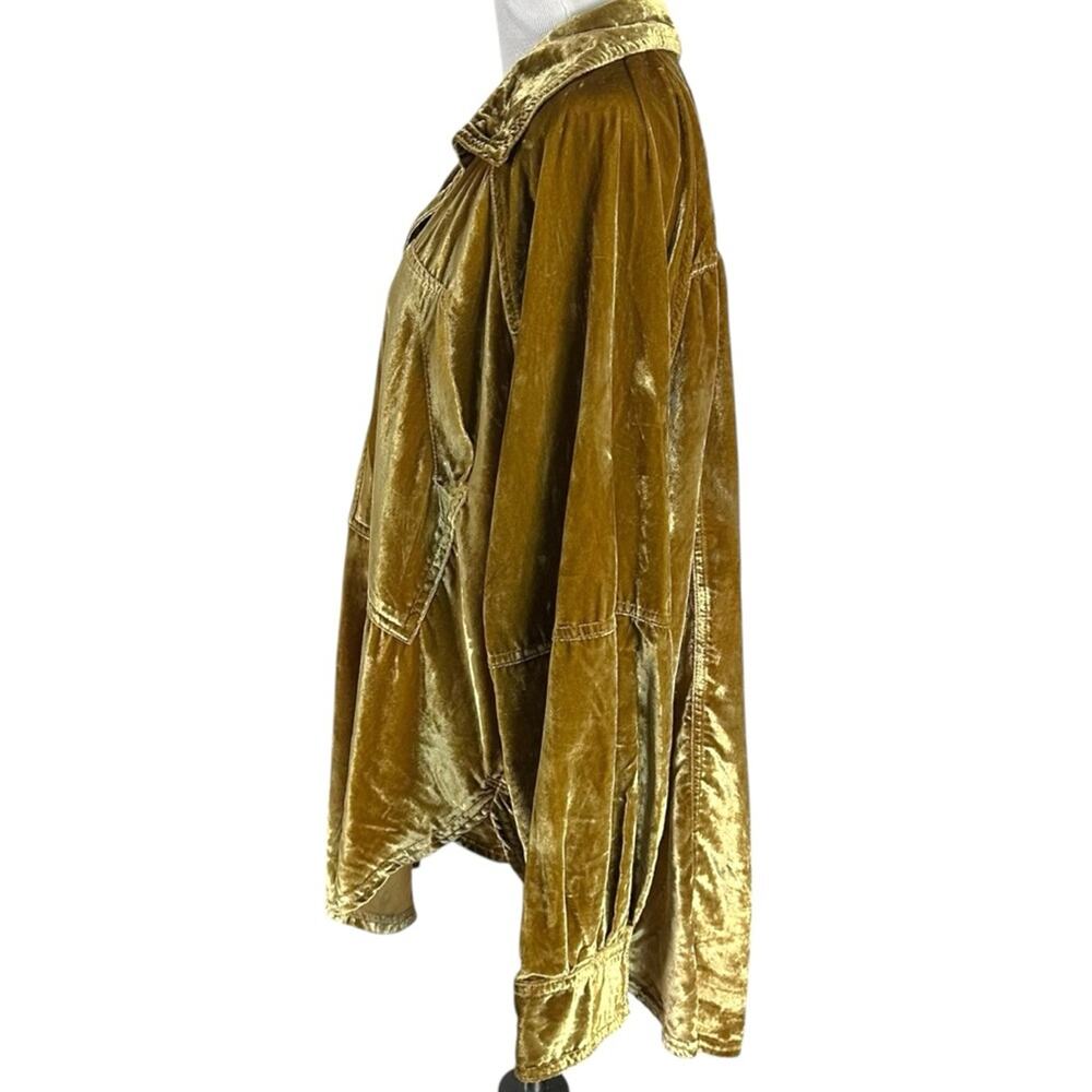 Free People Night Skies Velvet Top Golden Brown Size Medium Retro 70s Bohemian - Picture 8 of 13